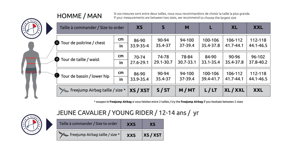 Table of Measurements - FreejumpSystem Australia